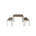 Straightforwardly Trendy Anodized Aluminum Table And Bench Set In Gray Set Of 3