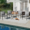 Strangarde 4 Piece Hand Woven Rope Patio Dining Chairs With Gray Cushions