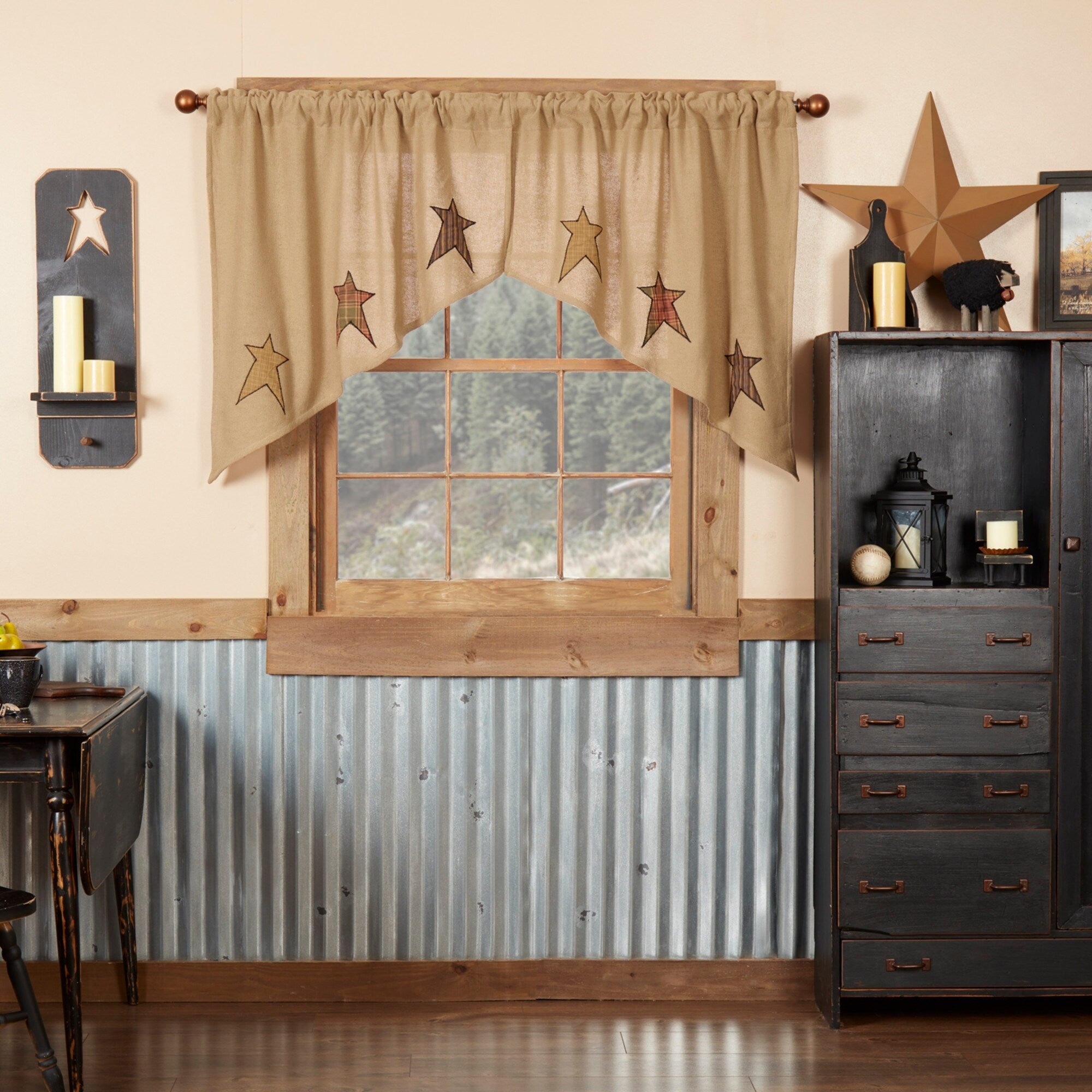 Stratton Burlap Applique Star Swag Set 36 X 36