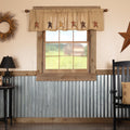 Tan Primitive Kitchen Curtains Sutton Stars Valance Rod Pocket Cotton Star Appliqued Cotton Burlap M