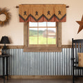 Tan Primitive Kitchen Curtains Sutton Valance Rod Pocket Cotton Star Appliqued