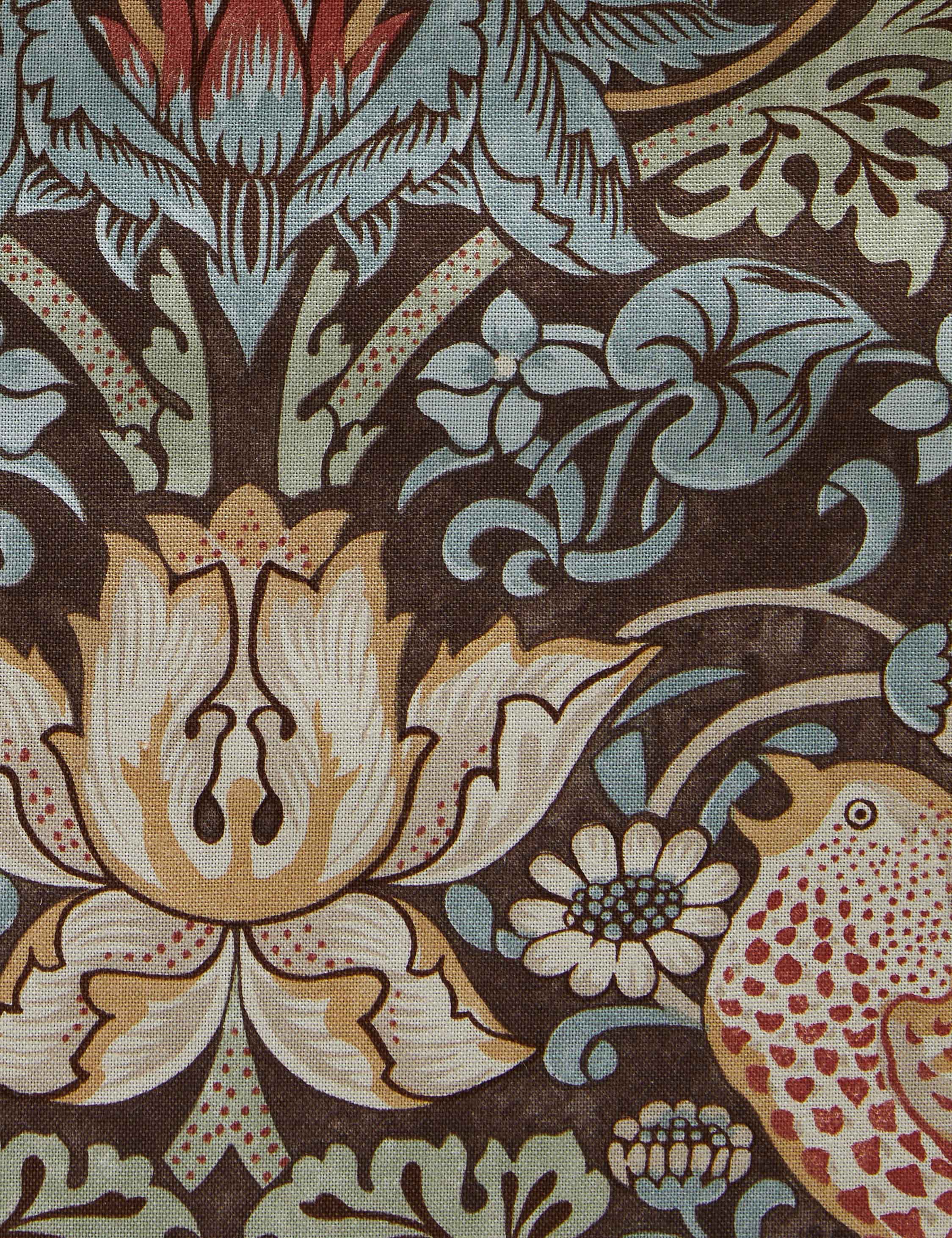 Strawberry Thief Fabric Swatch, Chocolate/Slate by Morris & Co.