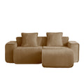 Streamlined Design Modular 2 Seat L Shape Boneless Velvet Fabric Sofa With 1 Movable Ottoman 8 X 10