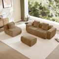 Streamlined Design Modular 3 Seat L Shape Boneless Velvet Fabric Sofa With 1 Movable Ottoman 8 X 10