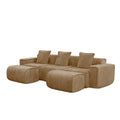 Streamlined Design Modular 3 Seat U Shape Boneless Velvet Fabric Sofa With 2 Movable Ottoman 8 X 10
