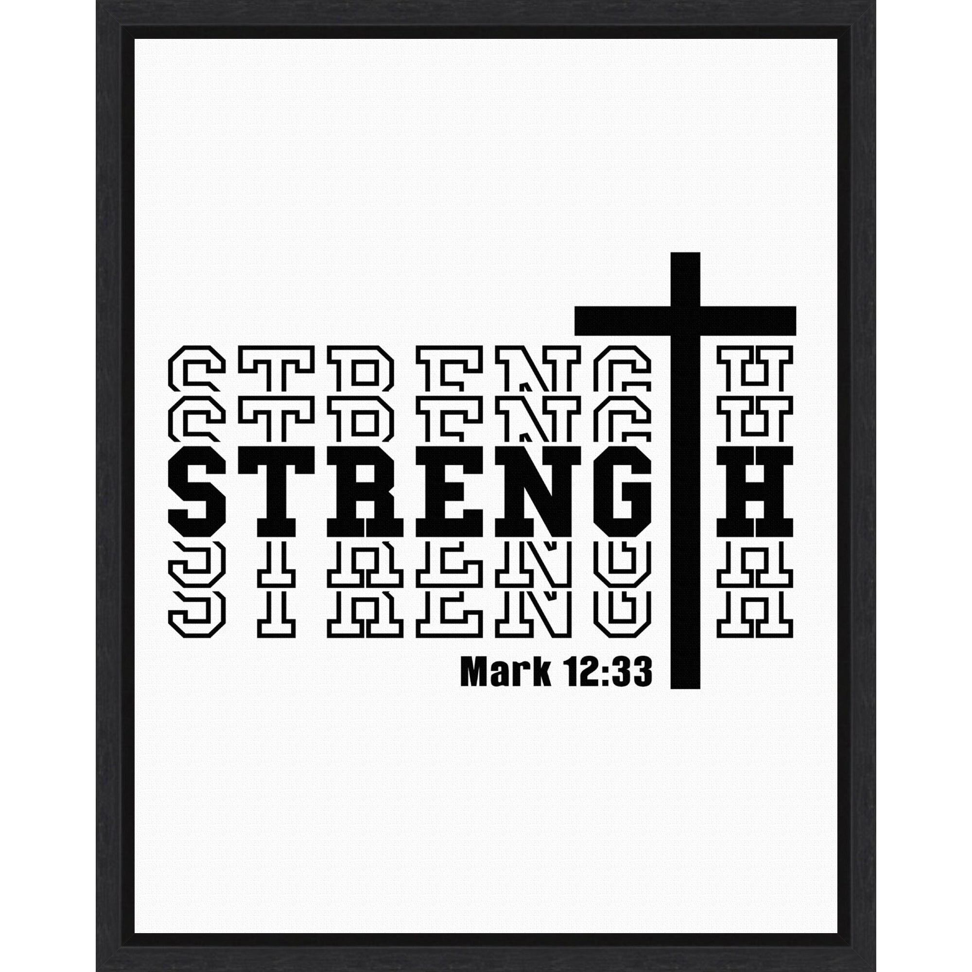 Strength Scripture Christian Art By Alva Jumath Framed Canvas Wall Art Print
