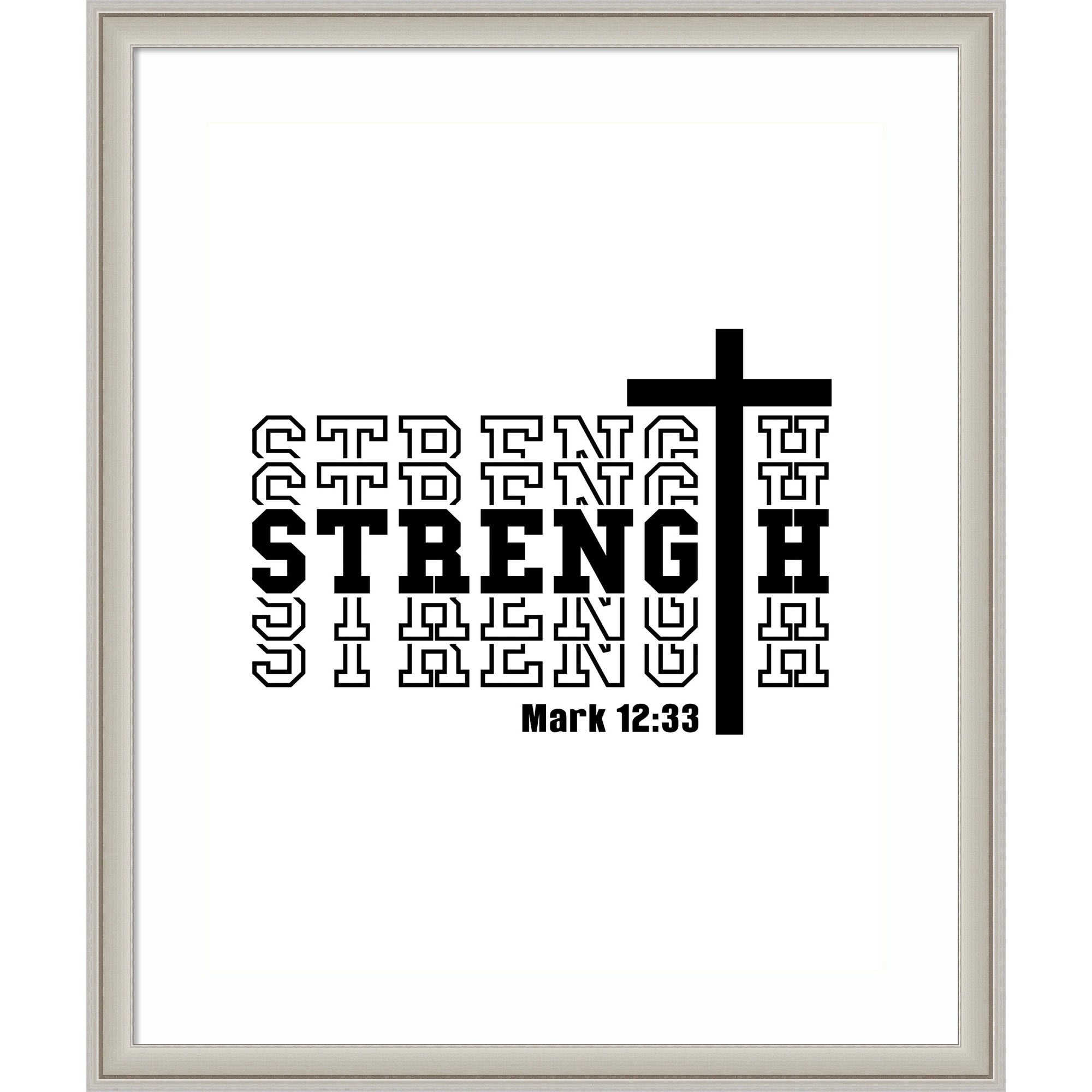 Strength Scripture Christian Art By Alva Jumath Wood Framed Wall Art Print
