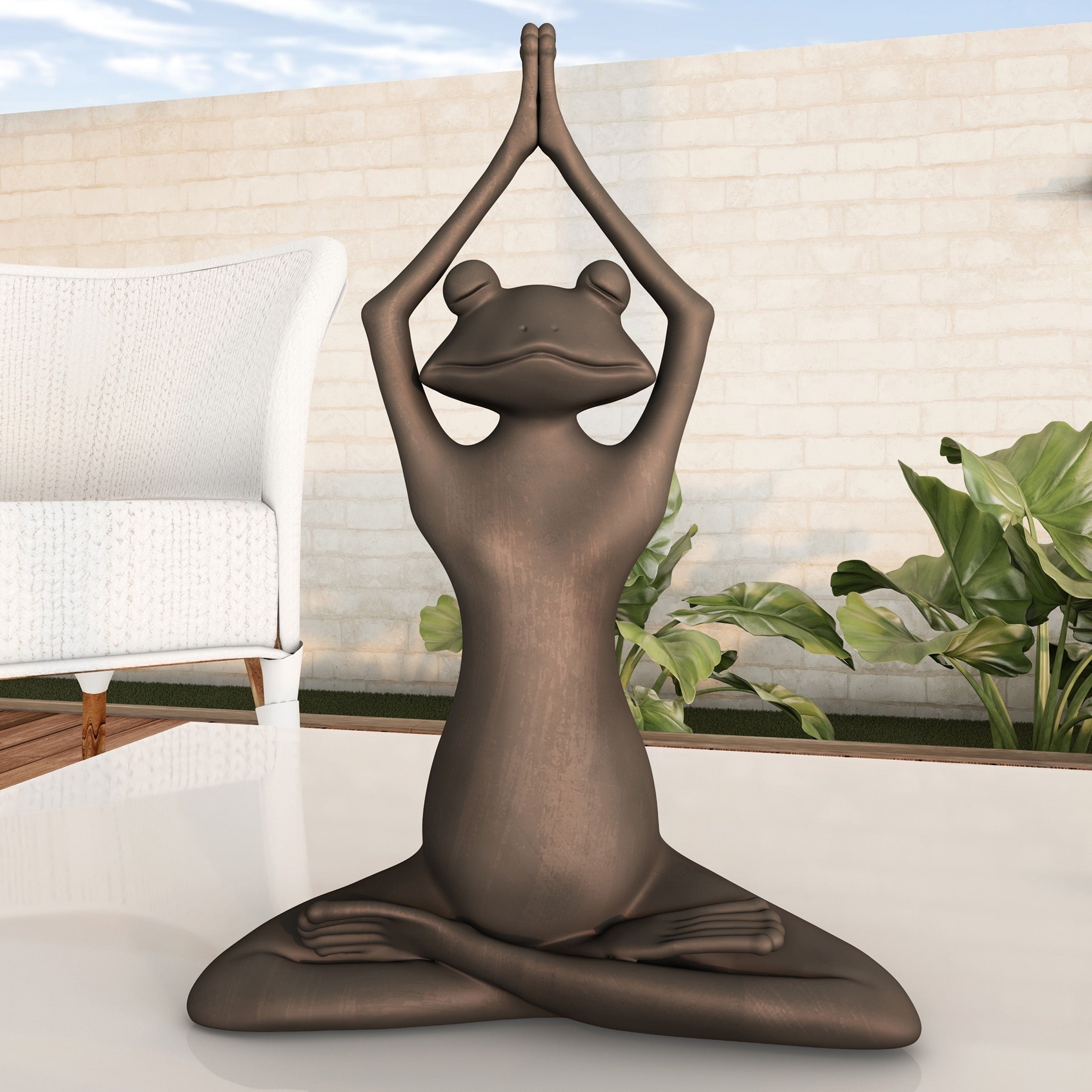 Stretching Frog Statue Resin Zen Animal Yoga Figurine By Pure Garden