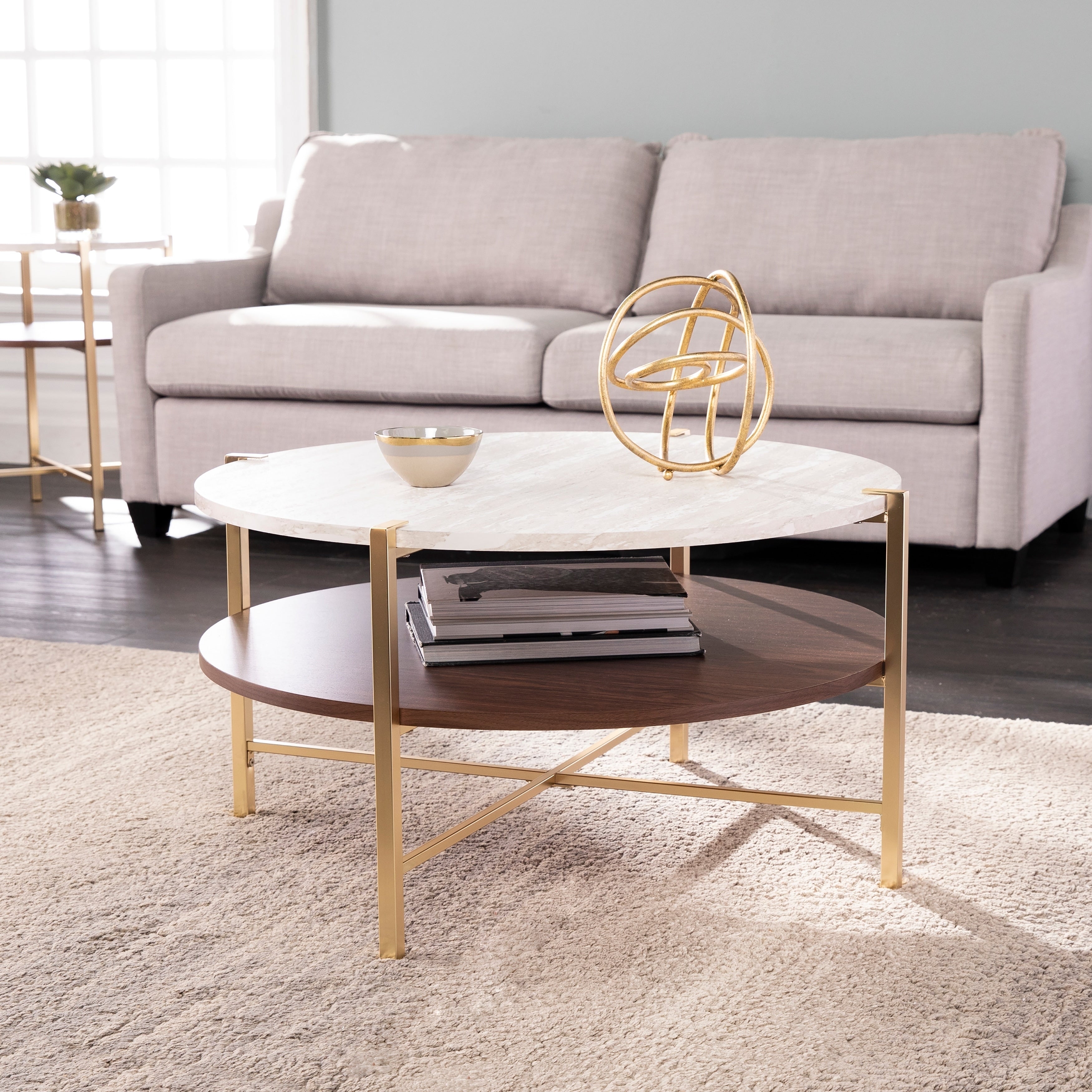 Strick Bolton Aldea Round Faux Marble Cocktail Table