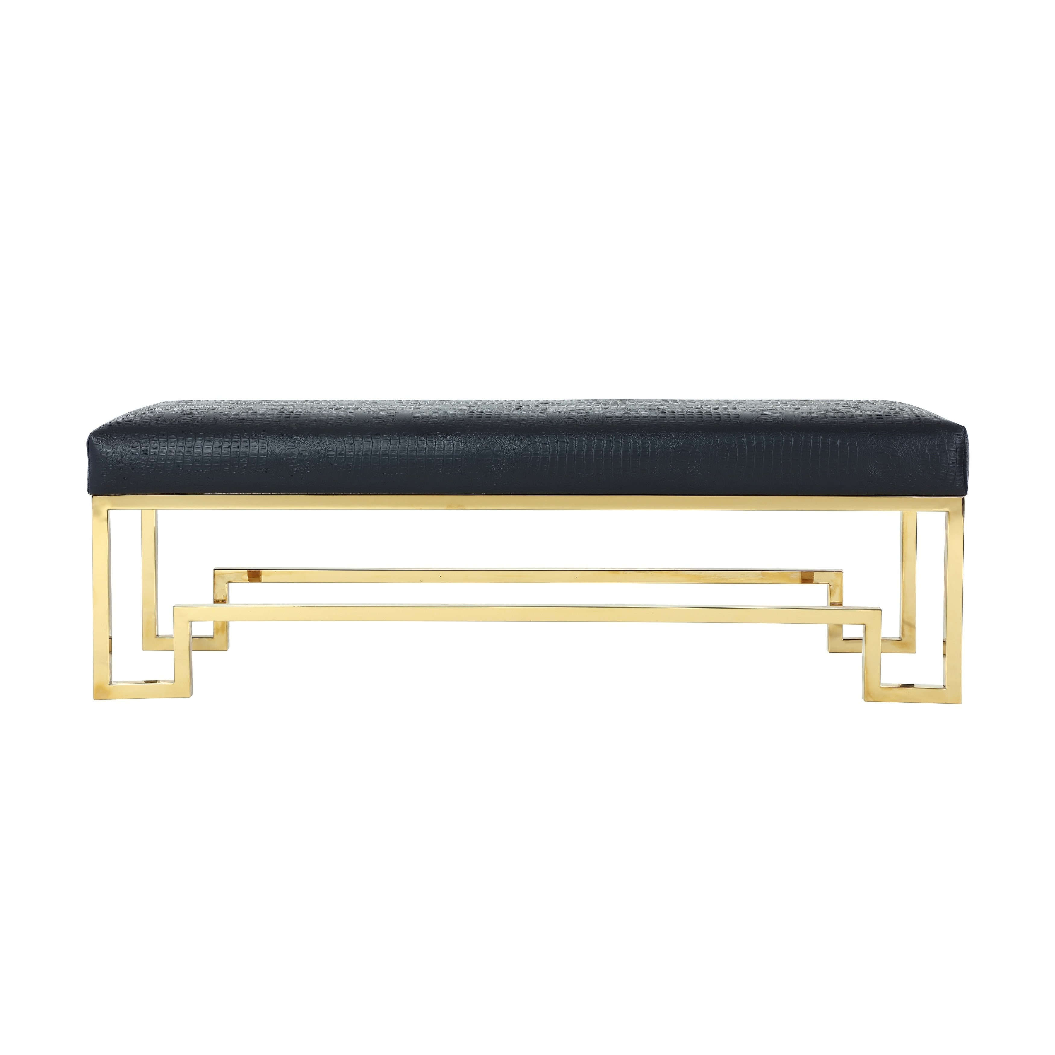 Strick Bolton Fairbank Black Gold Stainless Steel Upholstered Bench