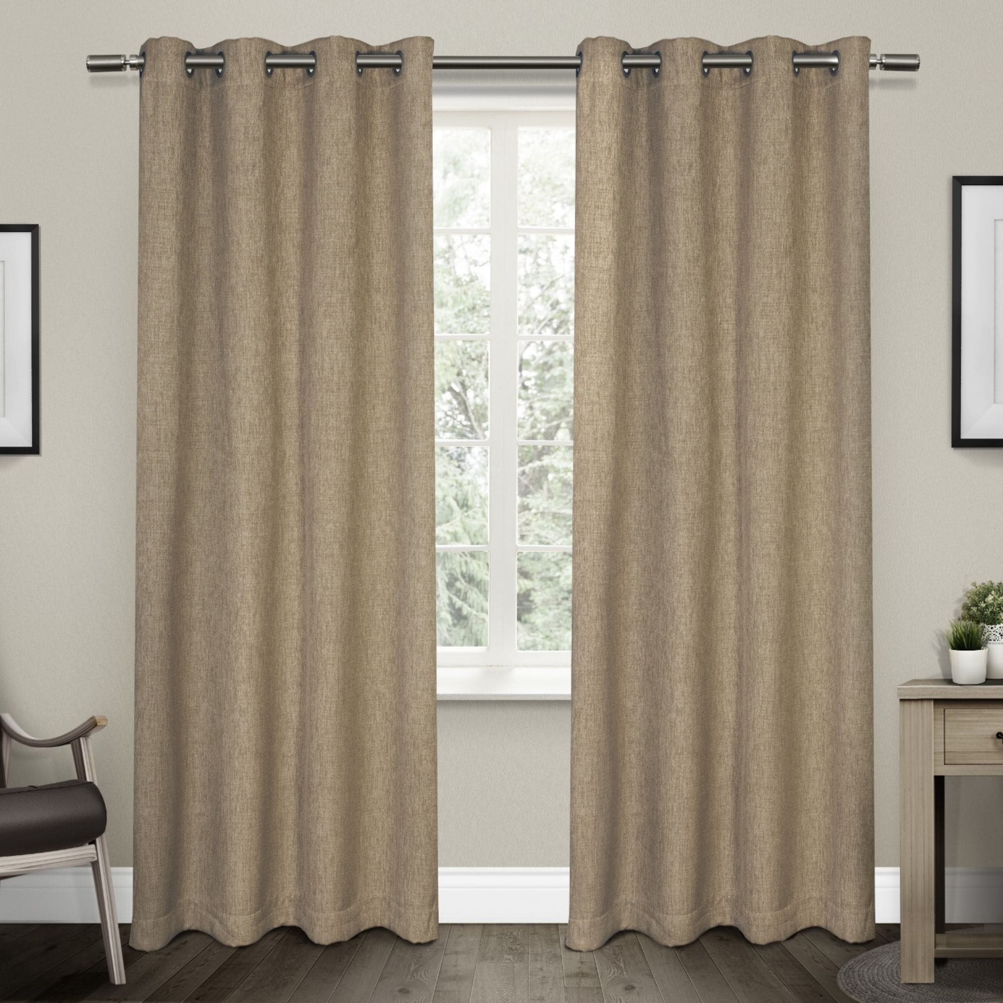 Strick Bolton Laurette Linen Woven Blackout Grommet Top Curtain Panel Pair