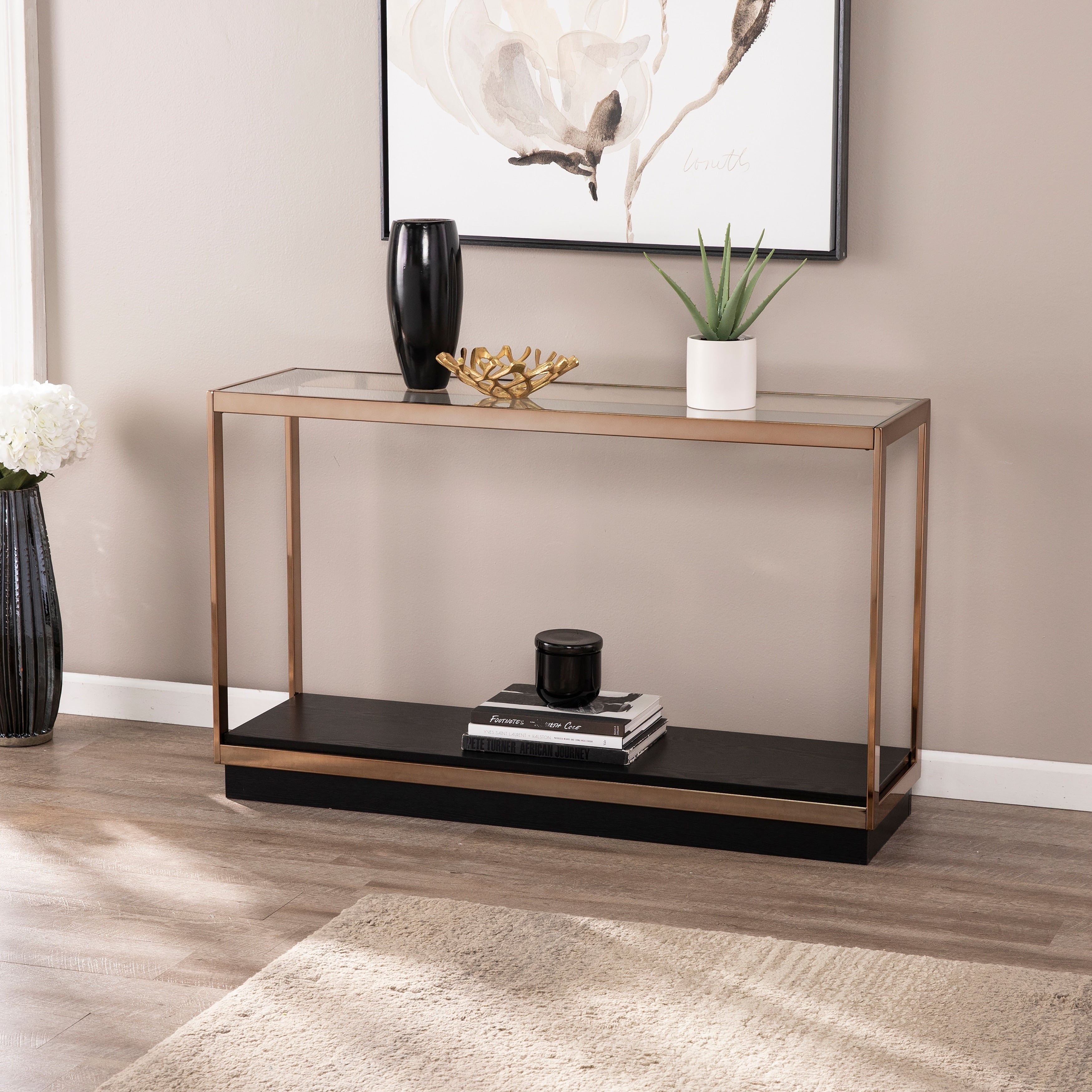 Strick Bolton Luna Transitional Champagne Metal Console Table