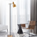 Stery Matte Black Gold 1 Light Metal Cone Shade Floor Lamp