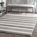 Strick Bolton Tansey Power Loomed Geometric Stripes Grey Rug 53 X 77