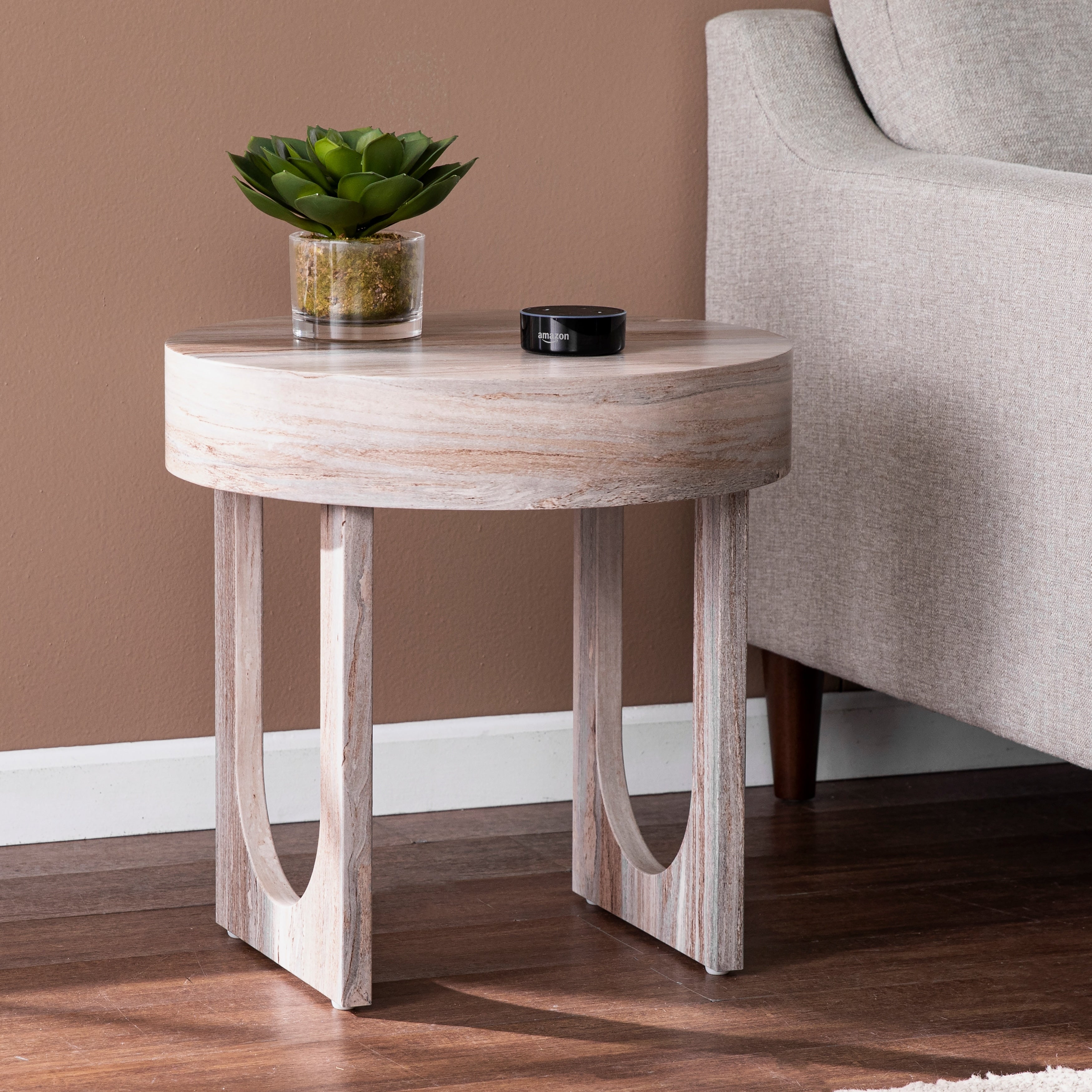 Strick Bolton Chadwick Contemporary Brown Stone End Table