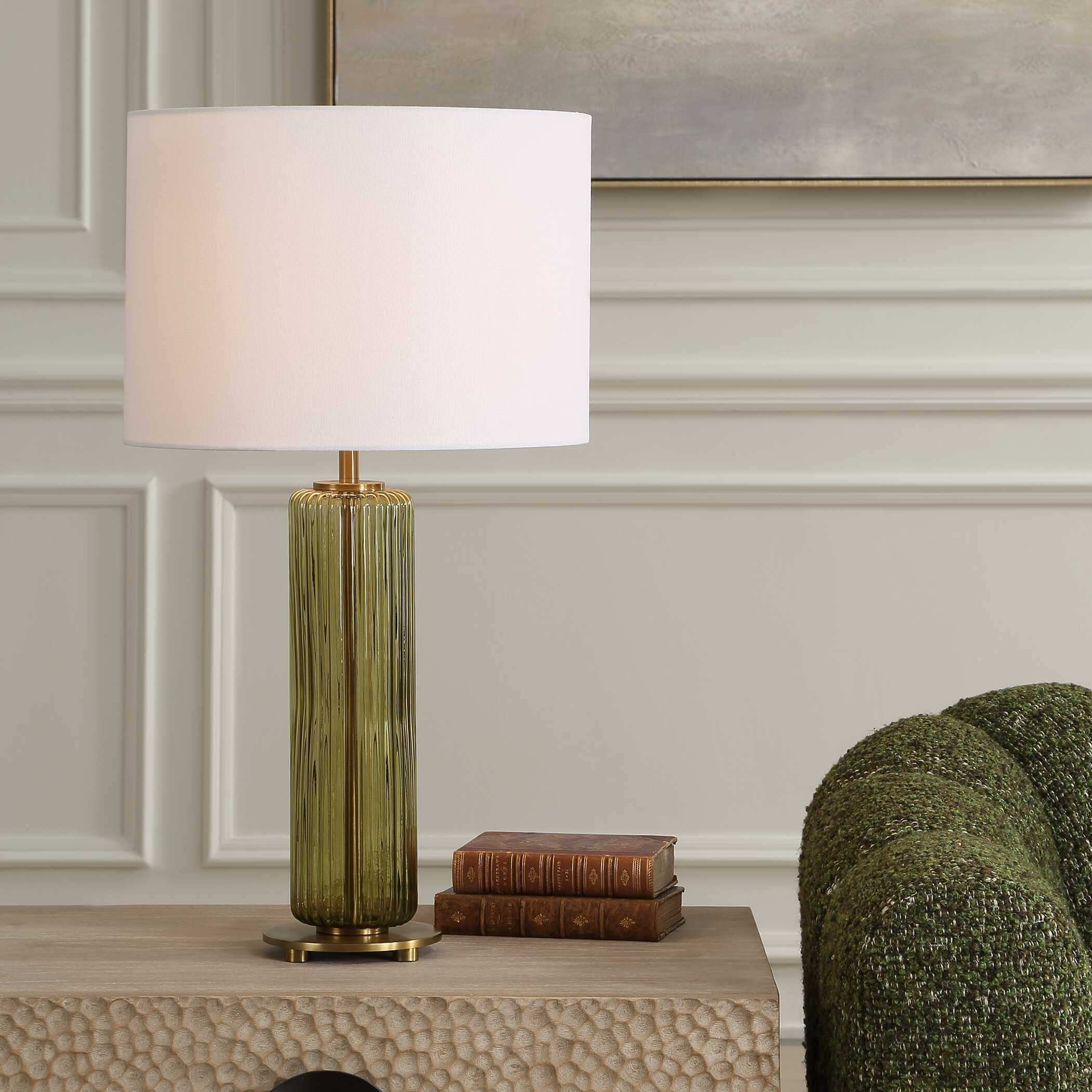 Strick Bolton Green Glass Table Lamp.