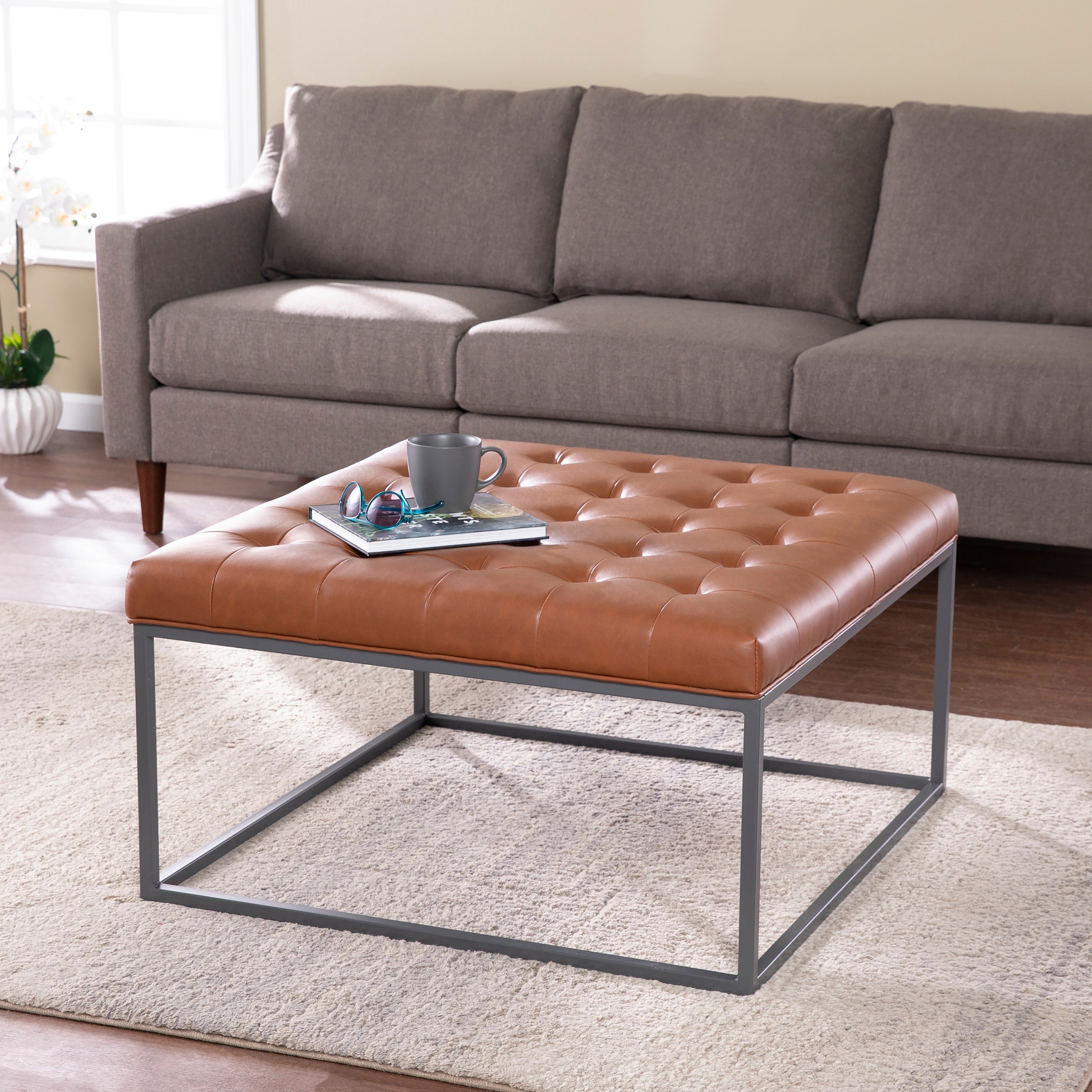 Strick Bolton Healy Leather Tufted Ottoman