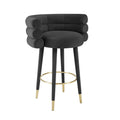 Strick Bolton Laffut Grey Velvet Gold Stainless Steel Bar Stool