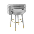 Strick Bolton Laffut Grey Velvet Gold Stainless Steel Counter Stool