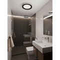 Afx Alta 16 Inch Ada Black And Chrome Led Flush Mount White Acrylic Shade