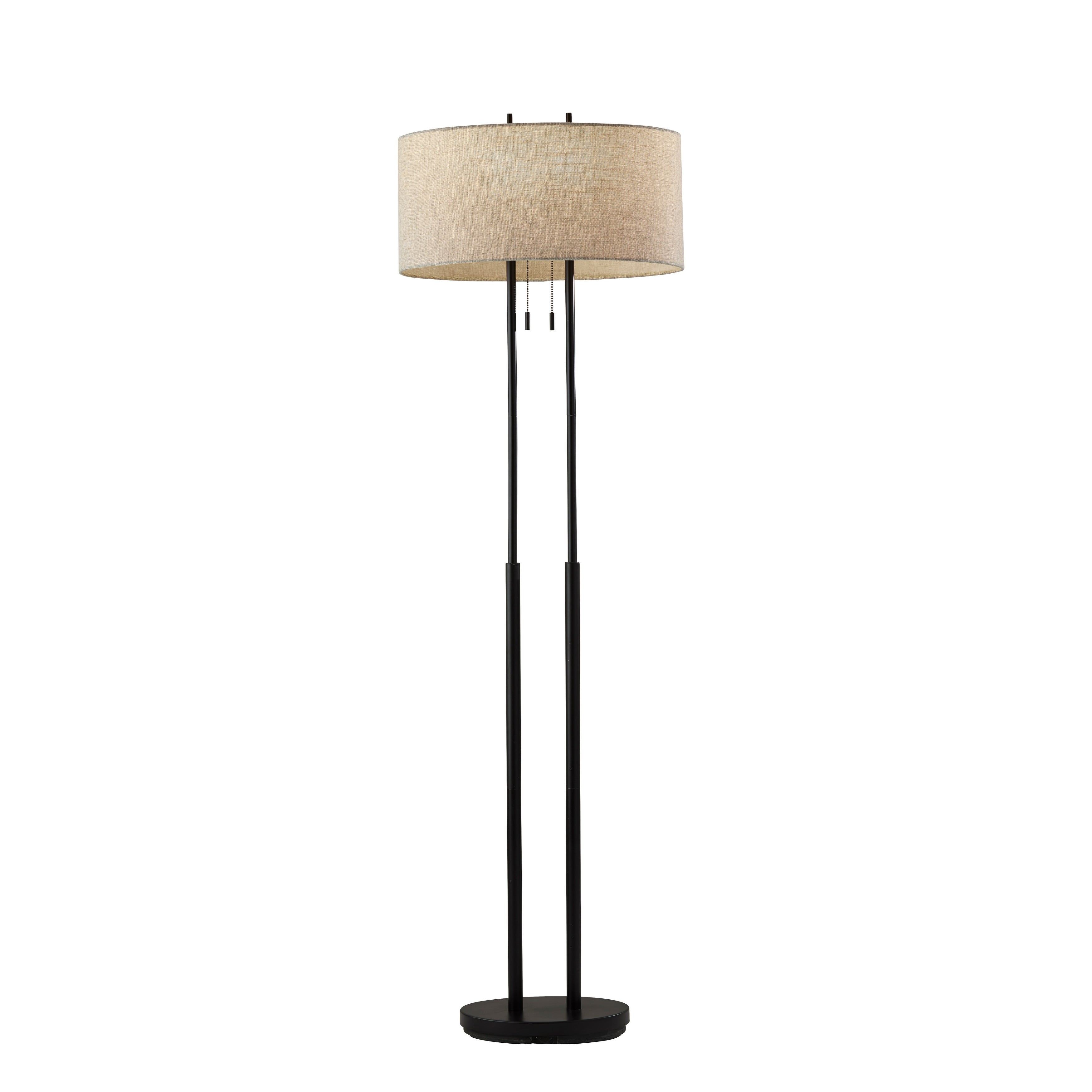 Strick Bolton Lissie Brushed Steel Double Socket Floor Lamp