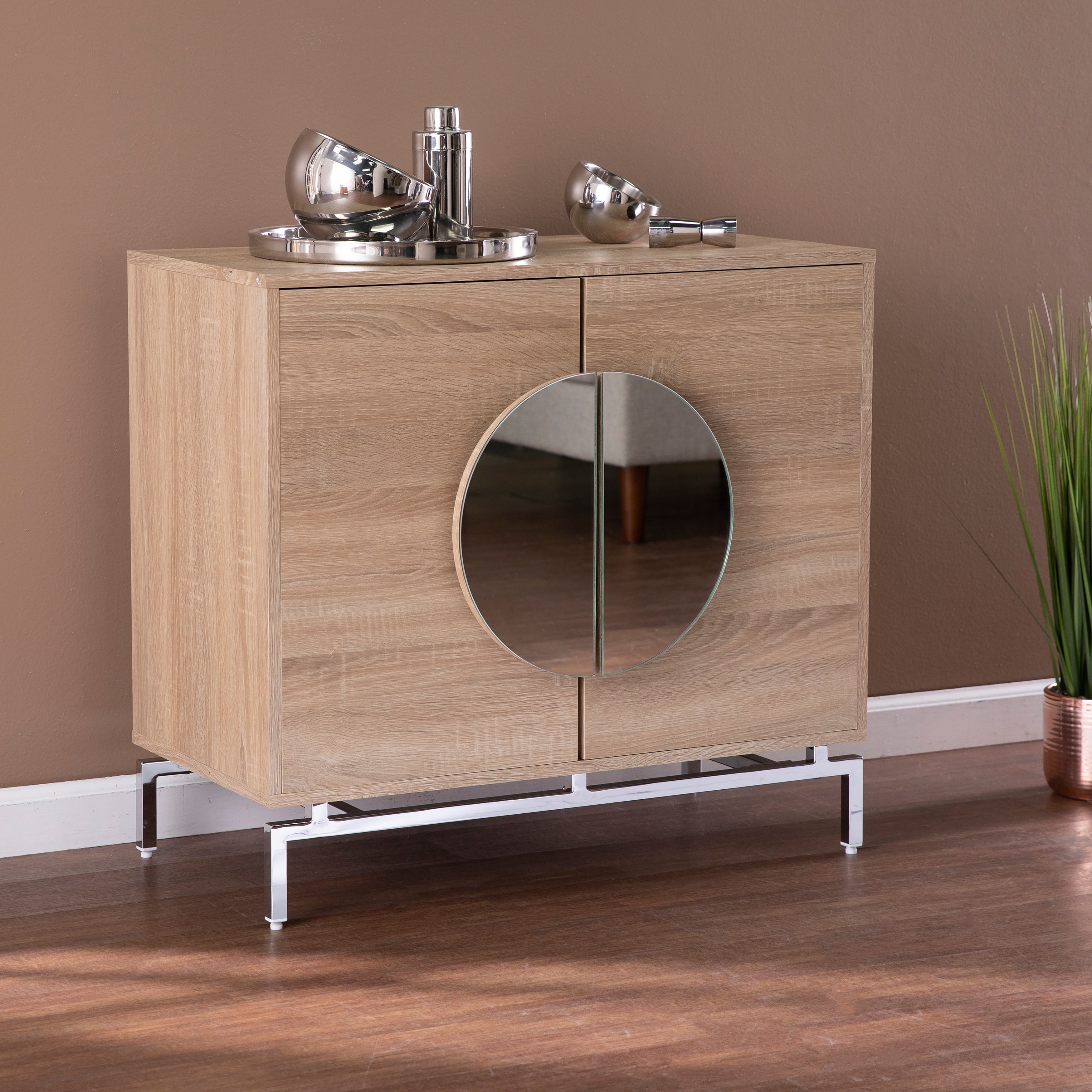 Strick Bolton Nettleton Contemporary Natural Wood Bar Cabinet