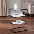 Strick Bolton Piesby Glass Top End Table W Storage Black White