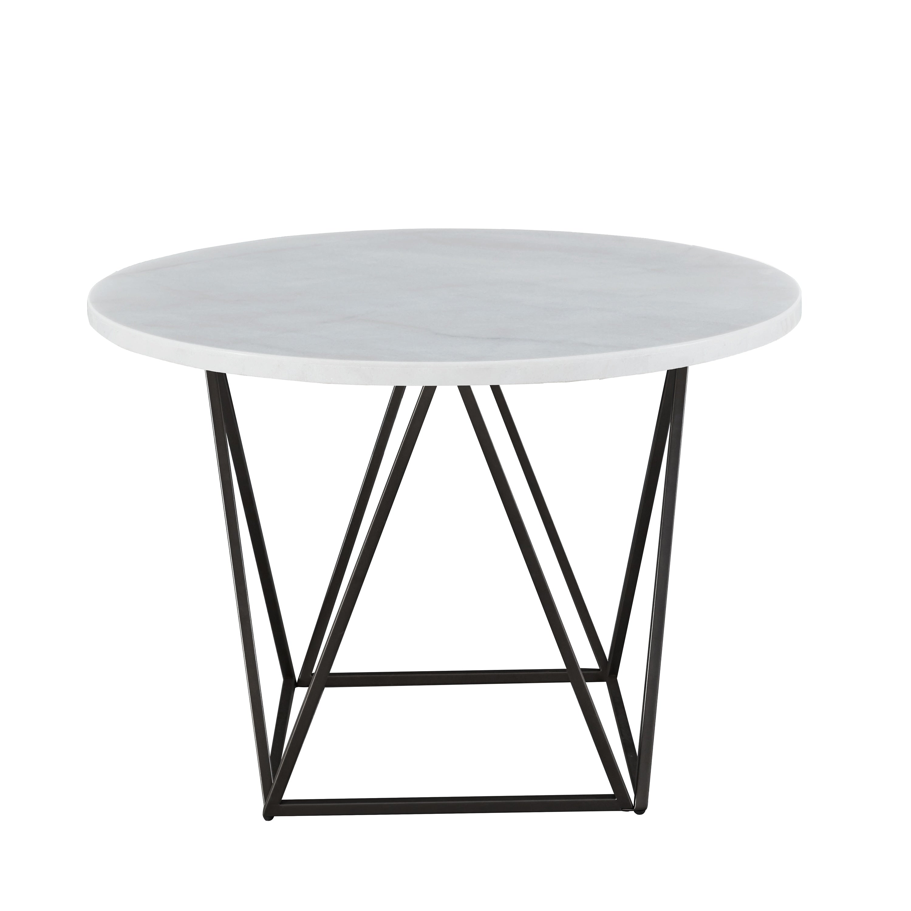 Strick Bolton Ranger White Marble Top Round Dining Table