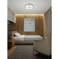 Afx Lambert 16 Inch Satin Nickel Led Flush Mount Grey Linen Shade