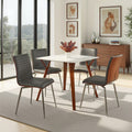 Mason Grey Swivel Chair Stainless Steel Walnut Wood Set Of 2