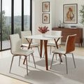 Mason White Swivel Chair Stainless Steel And Walnut Wood Set Of 2