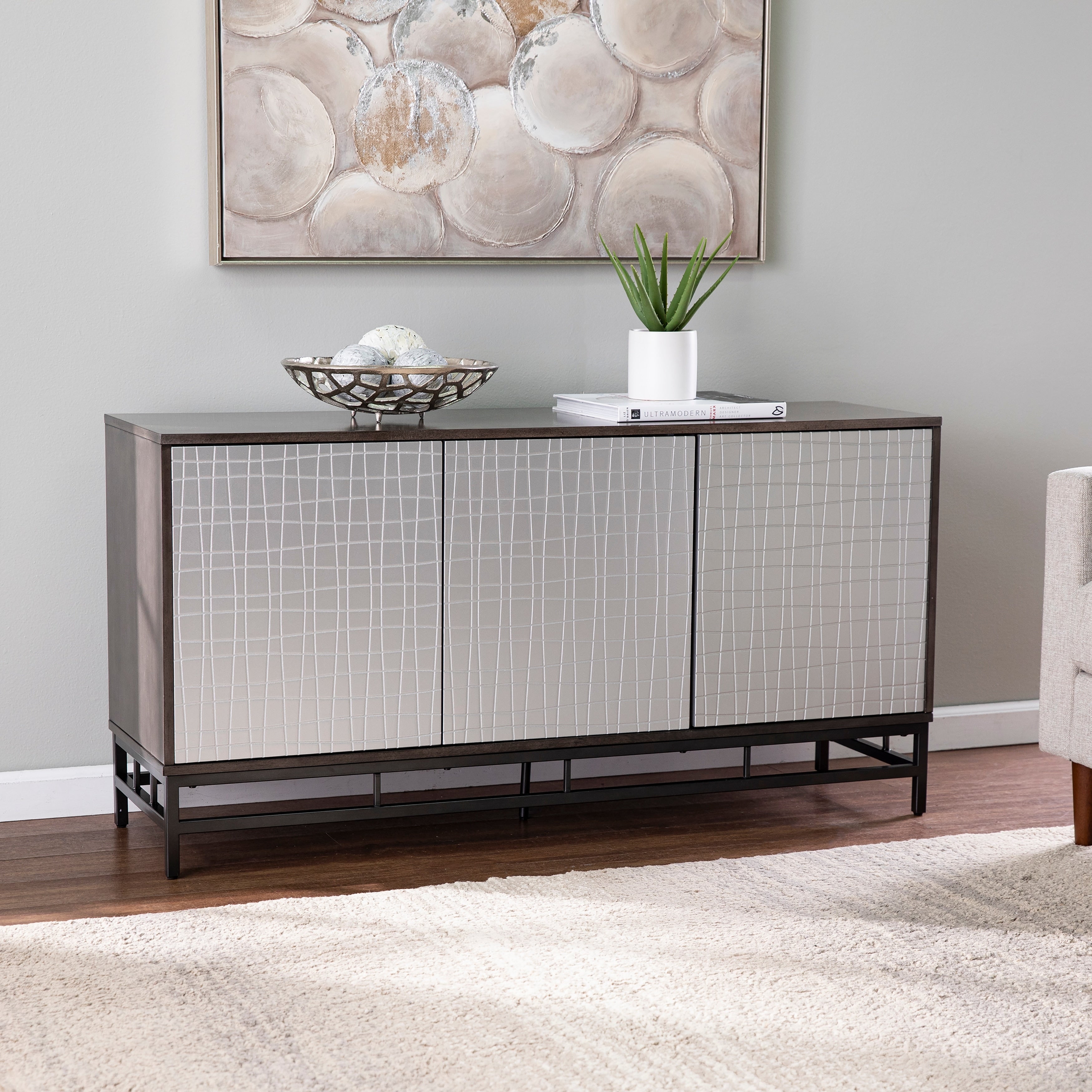 Strick Bolton Valecrest Contemporary Gray Silver Wood Cabinet