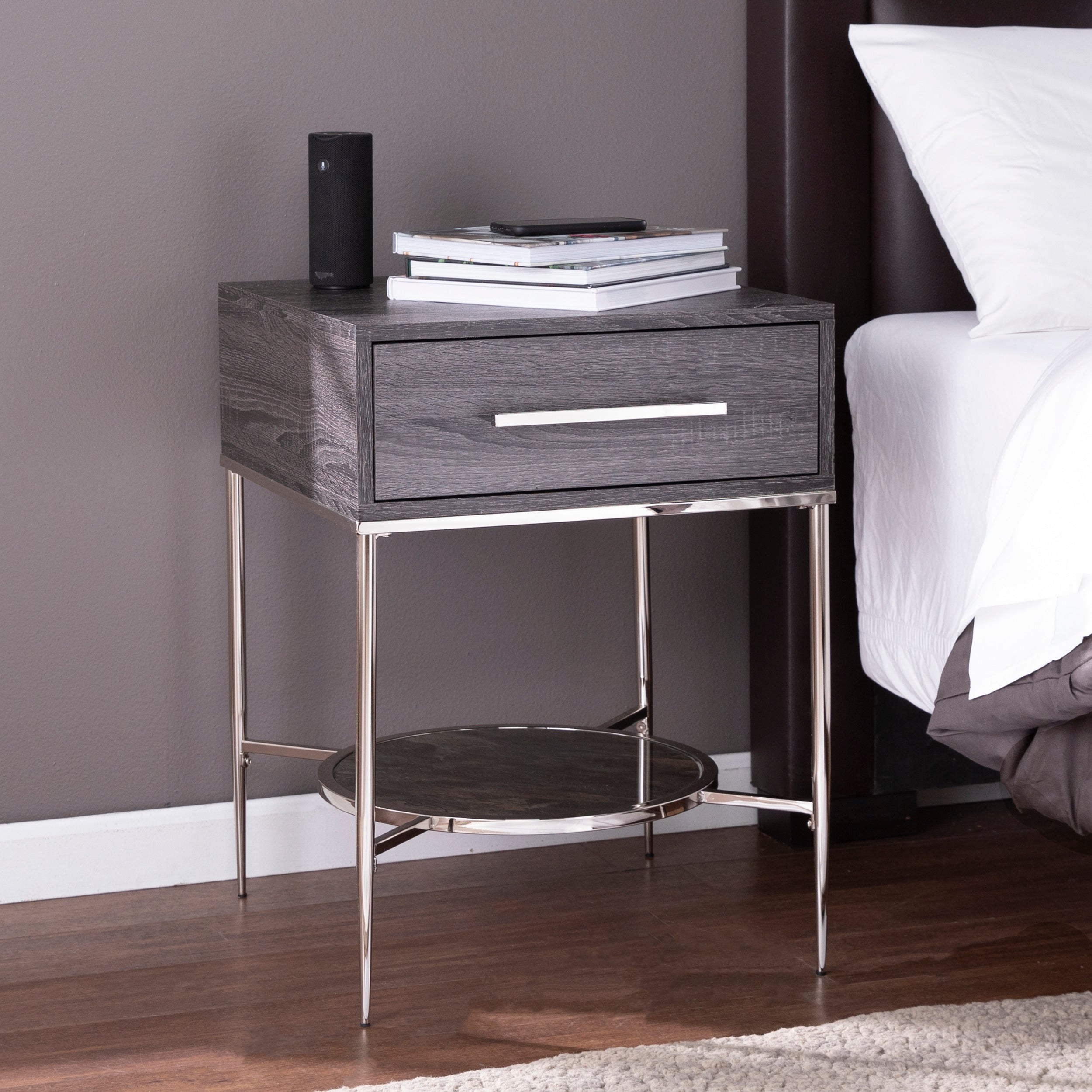 Strick Bolton Waterson Transitional Black Wood Nightstand