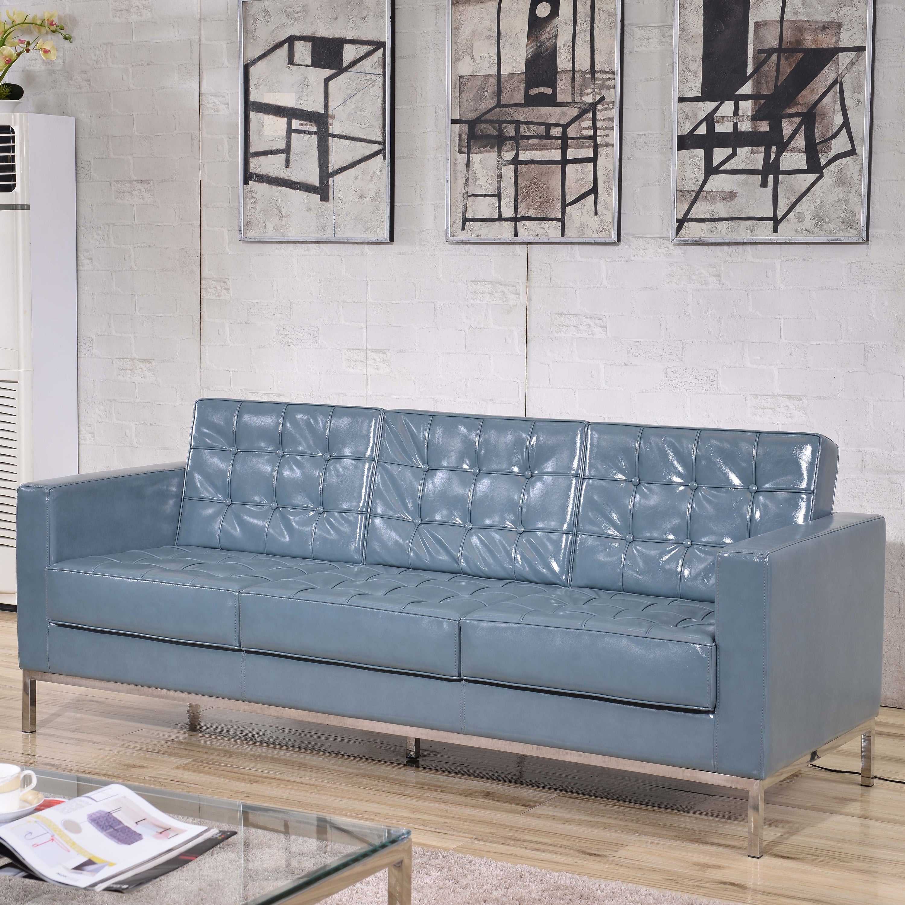Strick Bolton Wolcott Contemporary Leather Sofa With Stainless Steel Frame