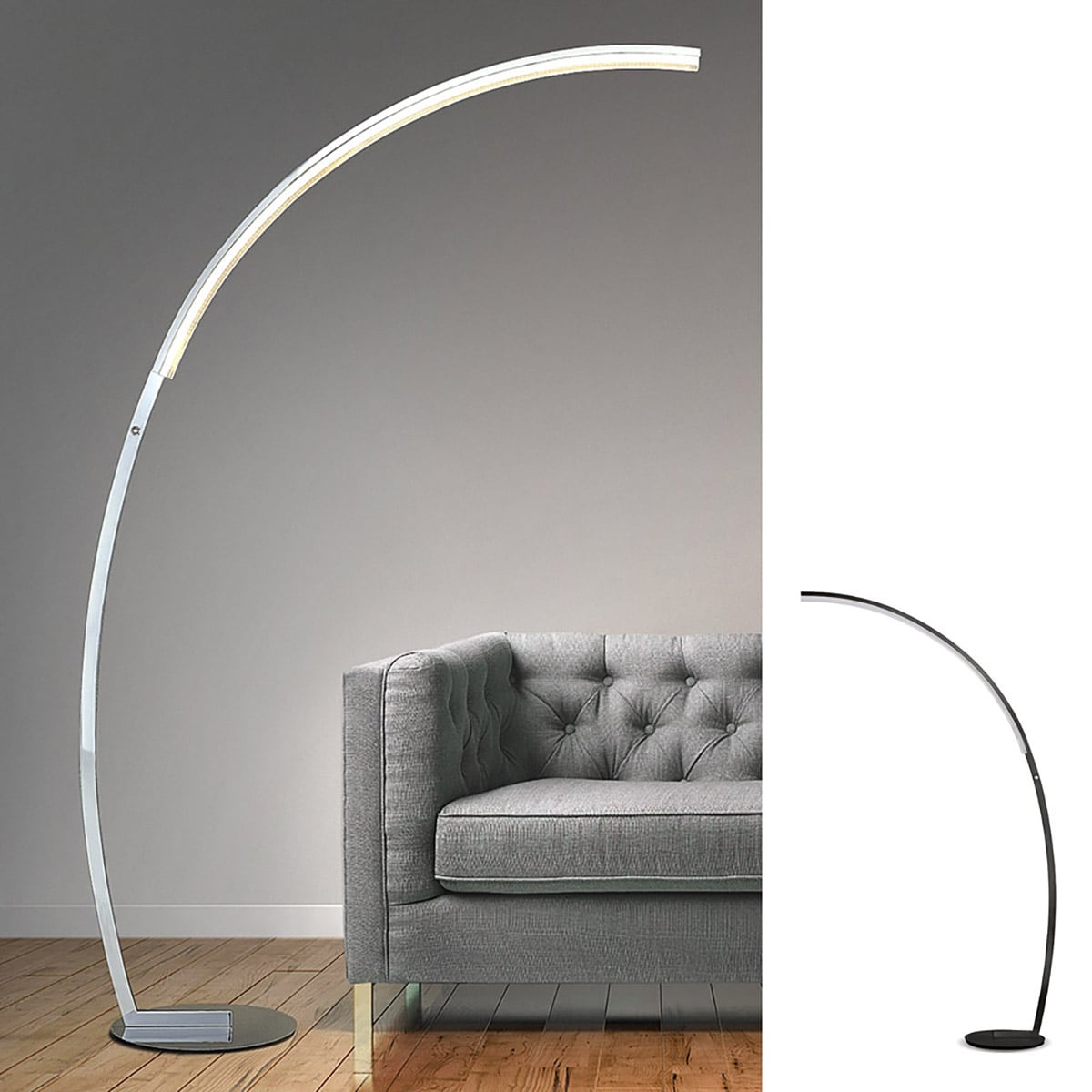 Strick Bolton Zouma Chrome Dimmable Led Arc Floor Lamp