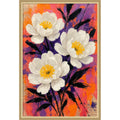 Striking White Peonies Newspaper By Natalie Bruns Framed Mounted Canvas Wall Art Print
