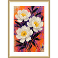 Striking White Peonies Newspaper By Natalie Bruns Wood Framed Wall Art Print