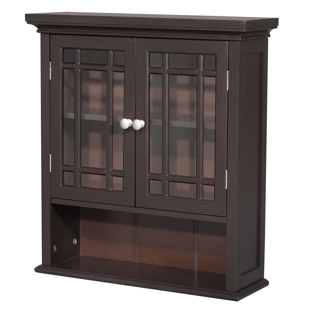 Stripe 2 Door Espresso Wall Cabinet By Elegant Home Fashions