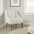Stripe Pattern Fabric Upholstered Accent Chair With Wooden Legs Multicolor
