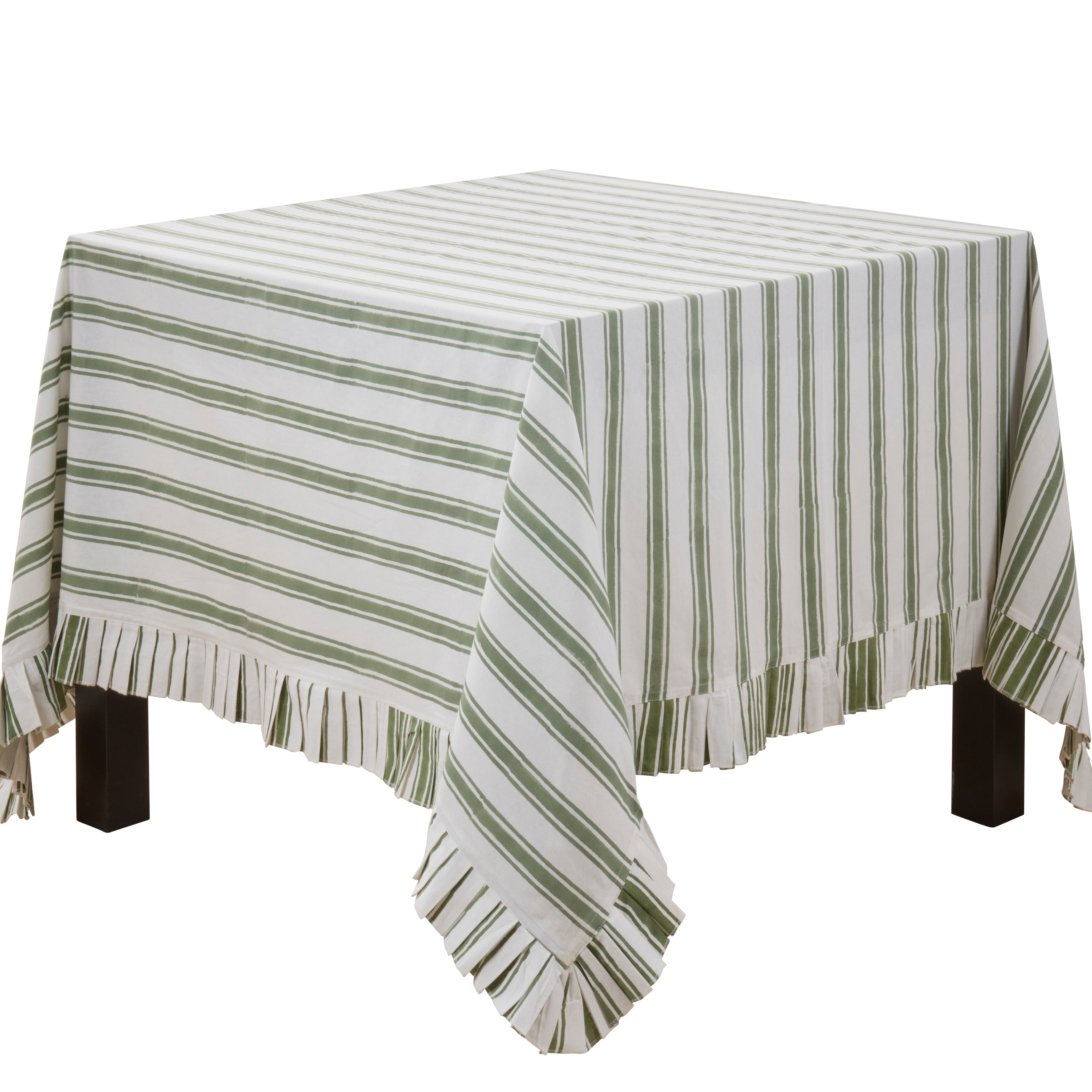 Striped Cotton Tablecloth With Fringe Detail For Relaxed Dining Casual Entertaining And Layered Table Styling 70