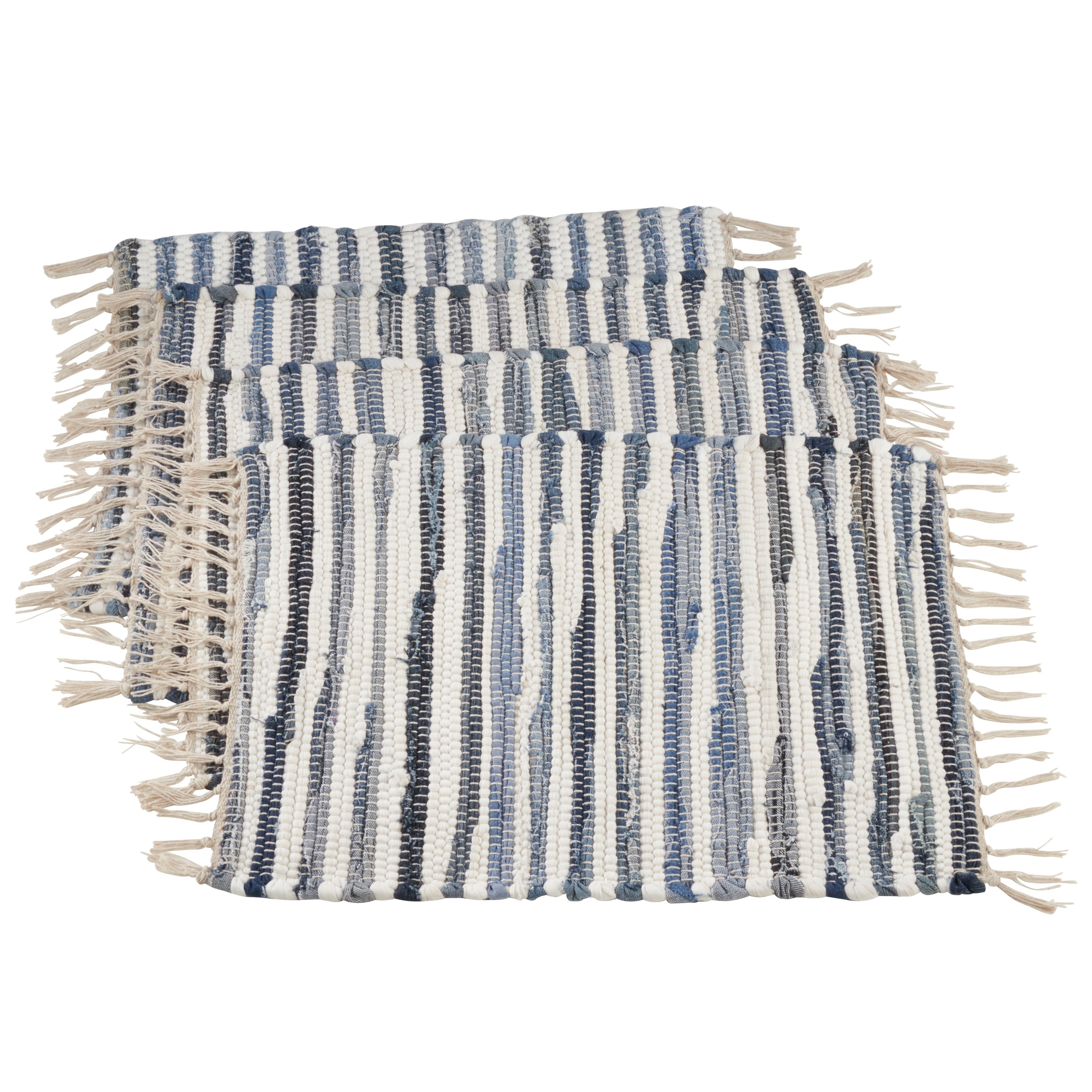 Striped Denim Chindi Table Mats Set Of 4