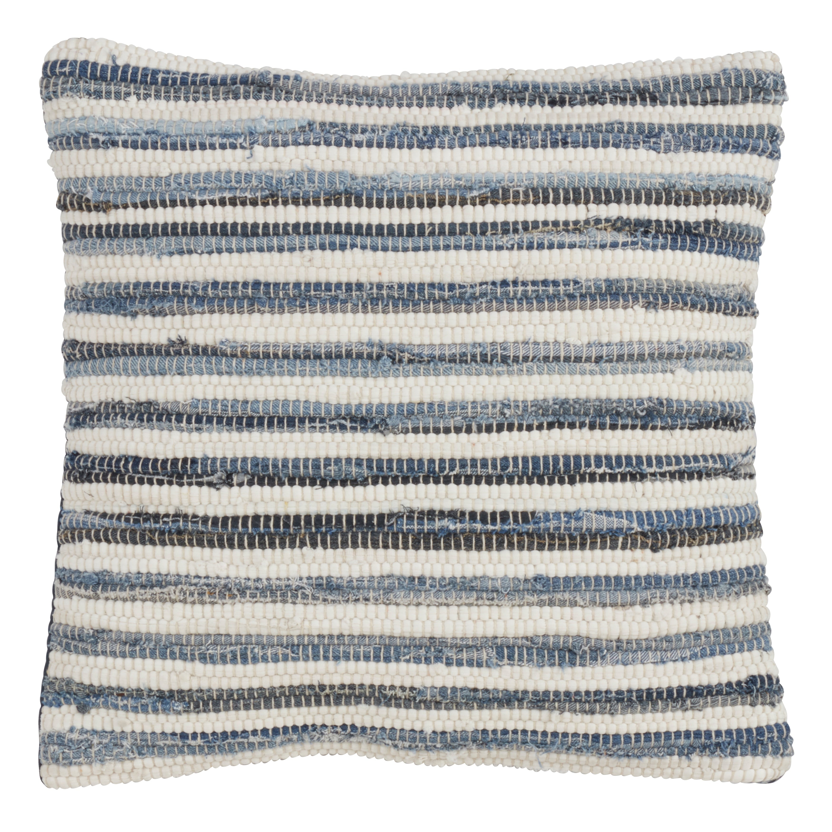 Striped Denim Chindi Down Filled Throw Pillow