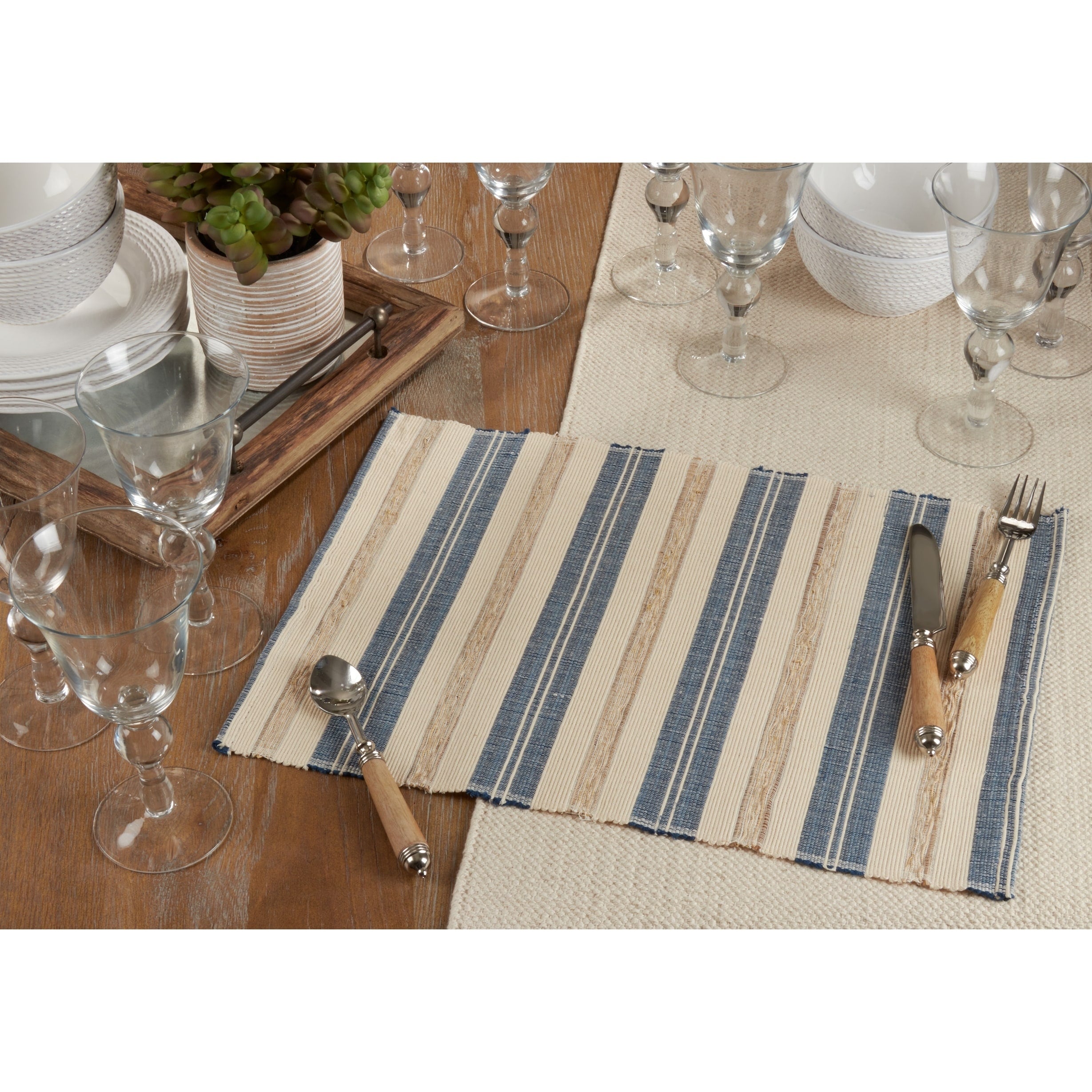 Striped Design Placemats Set Of 4