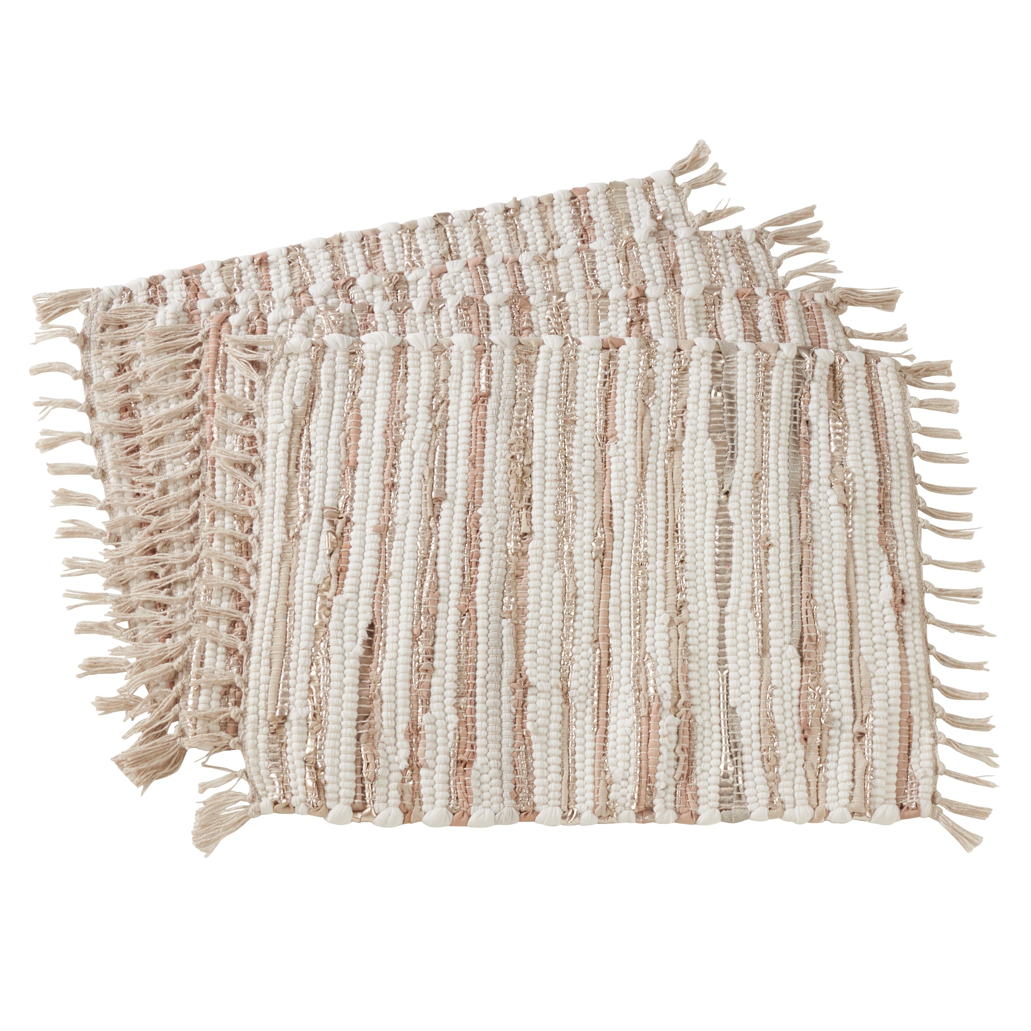 Striped Leather Cotton Chindi Placemats Set Of 4 14 X20