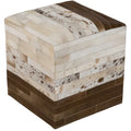Striped Suez Square Hair On Hide 18 Inch Pouf