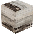 Striped Suez Square Hair On Hide 18 Inch Pouf