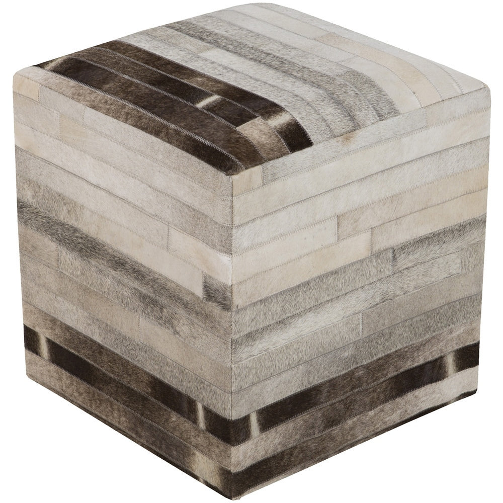 Striped Suez Square Hair On Hide 18 Inch Pouf