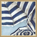 Striped Umbrellas Under Summer Sky By Eli Jones Framed Mounted Canvas Wall Art Print