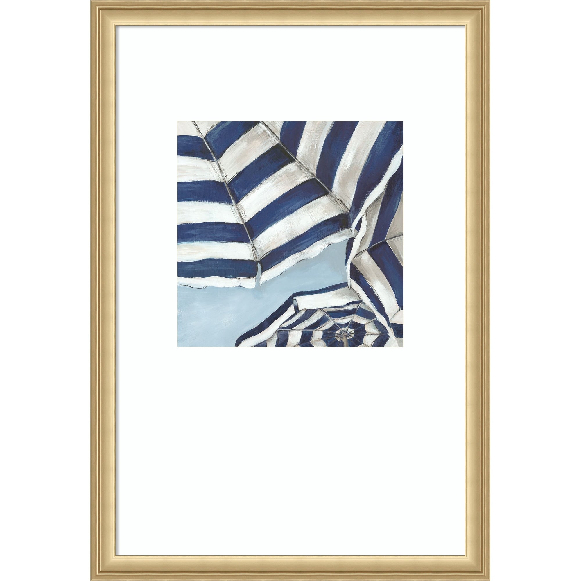 Striped Umbrellas Under Summer Sky By Eli Jones Wood Framed Wall Art Print