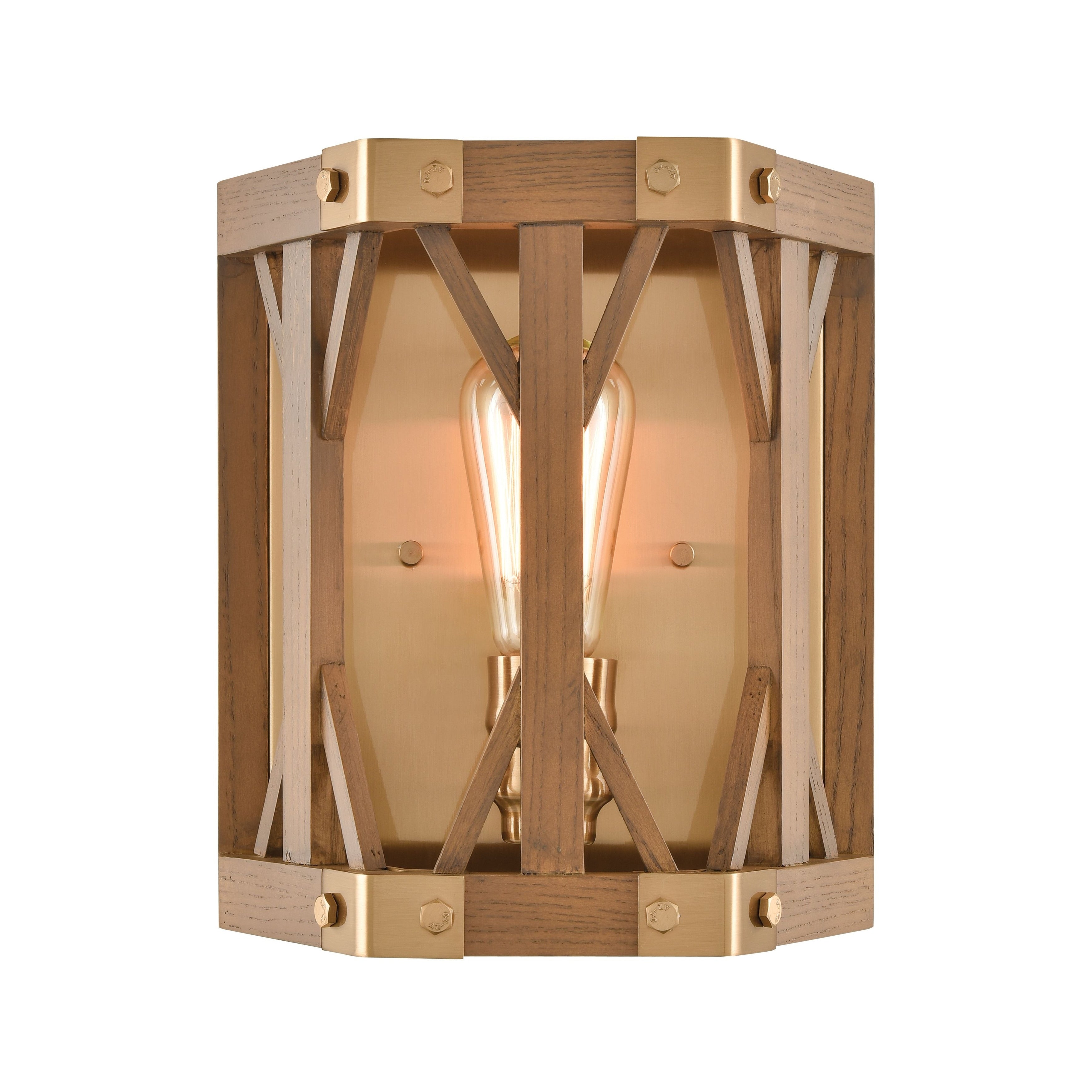 Structure 10 High 1 Light Sconce Medium Oak 10 Inch Tall